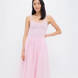Tuckernuck Pink Sleeveless Midi Dress with Tulle Ballet-Style Skirt